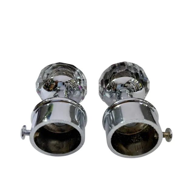 Curtain bracket steel crome finish with crystal glass diamond model (pack of 2pc bracket only) D-9066 (2816)