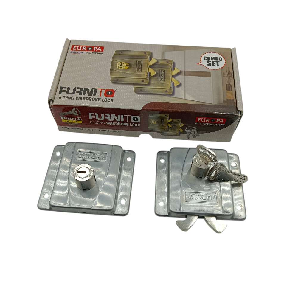 Europa sliding door lock 20mm F367sstw combo set of 2pcs furnito sliding wardrobe lock steel finish 15 years warrenty(2469)