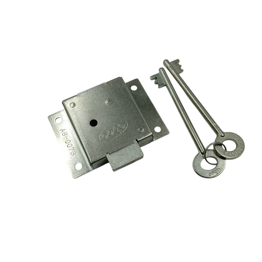 Ebco Cupboard lock 75mm CSQL1LK M.S steel finish 2keys 3"*2" both side open (2498)