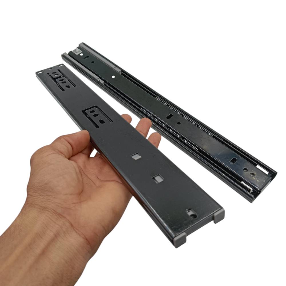 Drawer channel soft close black Telescopic slides 45kg capacity heavy ball bearing 10",12",14",16",18",20"(2524)