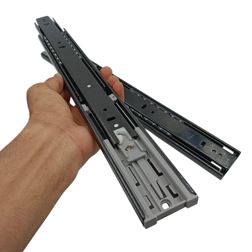 Drawer channel soft close black Telescopic slides 45kg capacity heavy ball bearing 10",12",14",16",18",20"(2524)