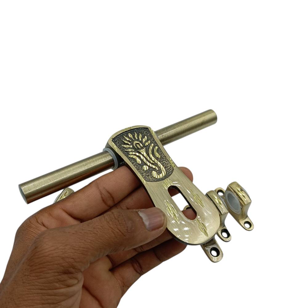 Aldrop brass antique ganpati 6inch diamont cutting (3+1 kutti) 12mm rod thickness meenakshi-638 (2525)
