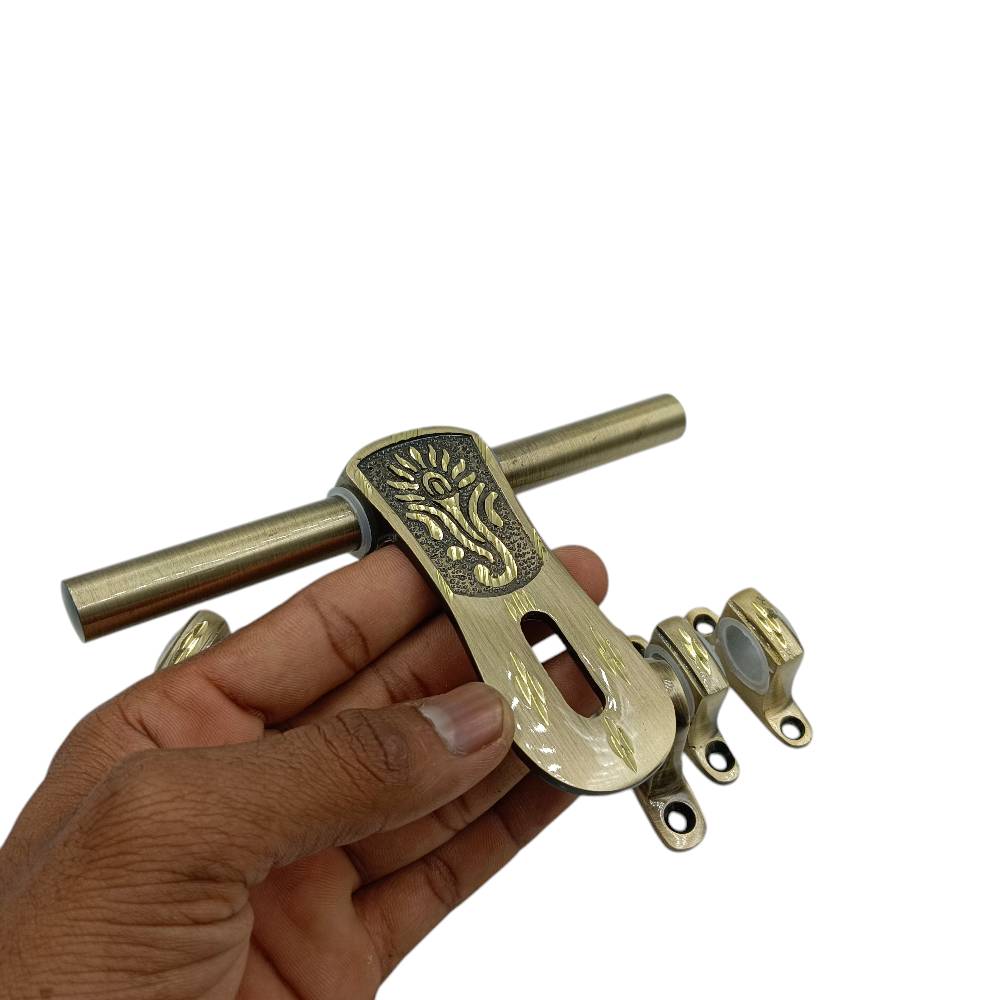 Aldrop brass antique ganpati 6inch diamont cutting (3+1 kutti) 12mm rod thickness meenakshi-638 (2525)
