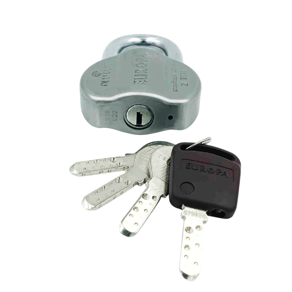 Europa L365SS Satin Finish Diamant Padlock with Advanced DLSB Technology and 14-Pin 4 Dimple Key Security 15 years warrenty(1004)