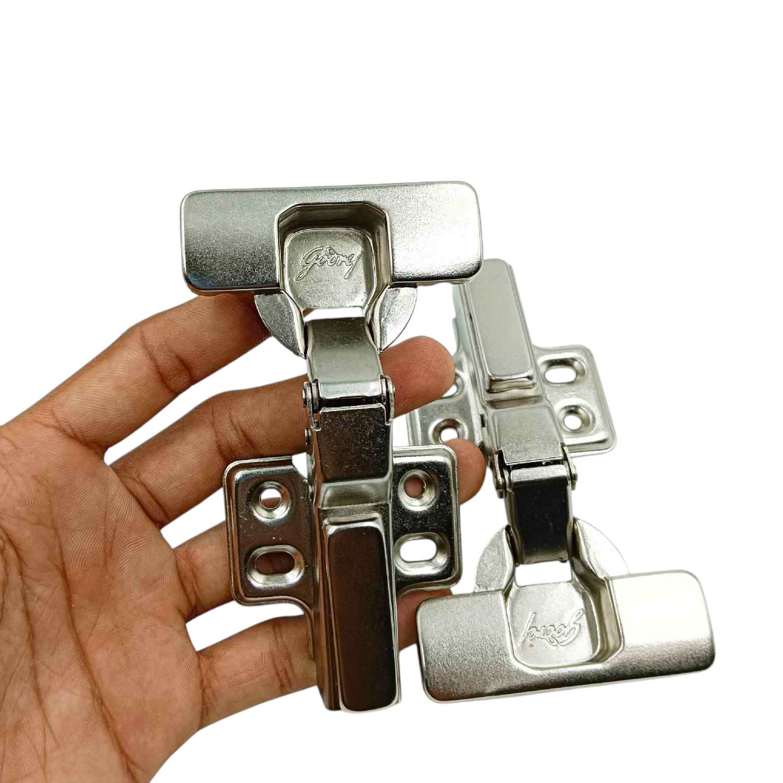 Godrej Autohinges hydrolic soft close 4hole slip on cabinet hinge 0-2226,8-2227,16-2228 m.s (mild steel) nickel plated 1 year warrenty (1541)