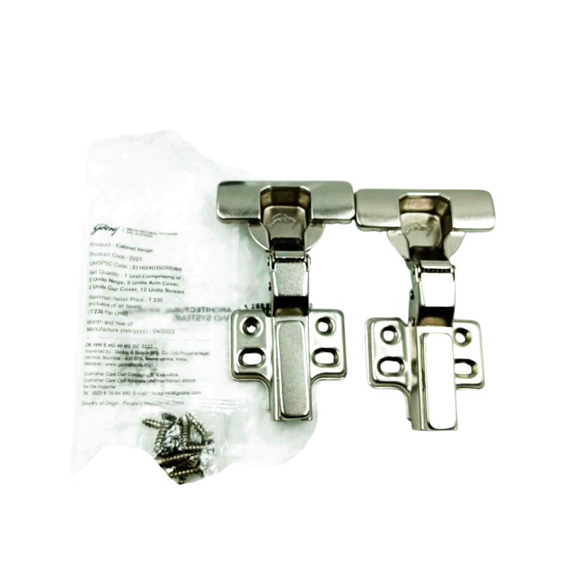 Godrej Autohinges hydrolic soft close 4hole slip on cabinet hinge 0-2226,8-2227,16-2228 m.s (mild steel) nickel plated 1 year warrenty (1541)