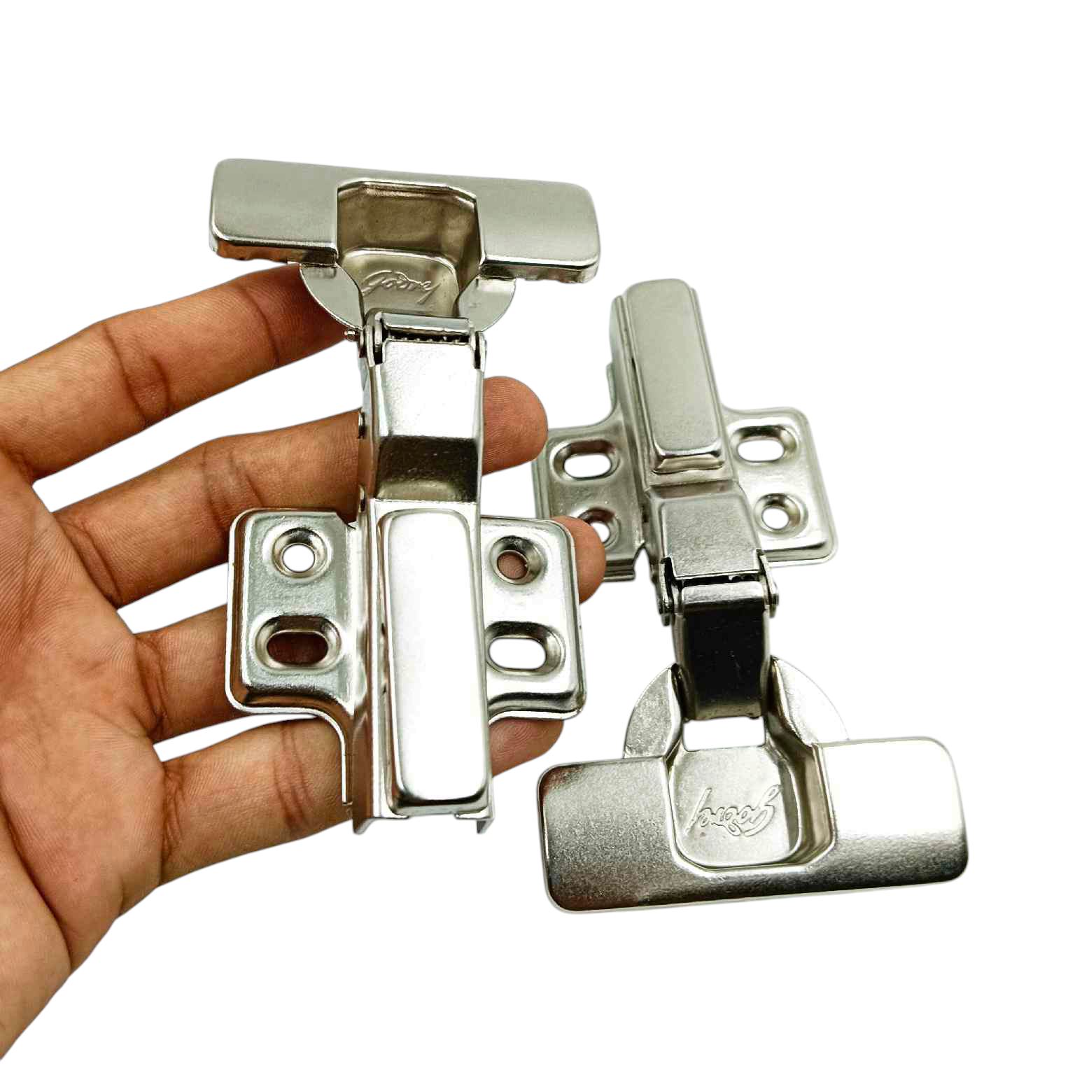 Godrej Autohinges hydrolic soft close 4hole slip on cabinet hinge 0-2226,8-2227,16-2228 m.s (mild steel) nickel plated 1 year warrenty (1541)