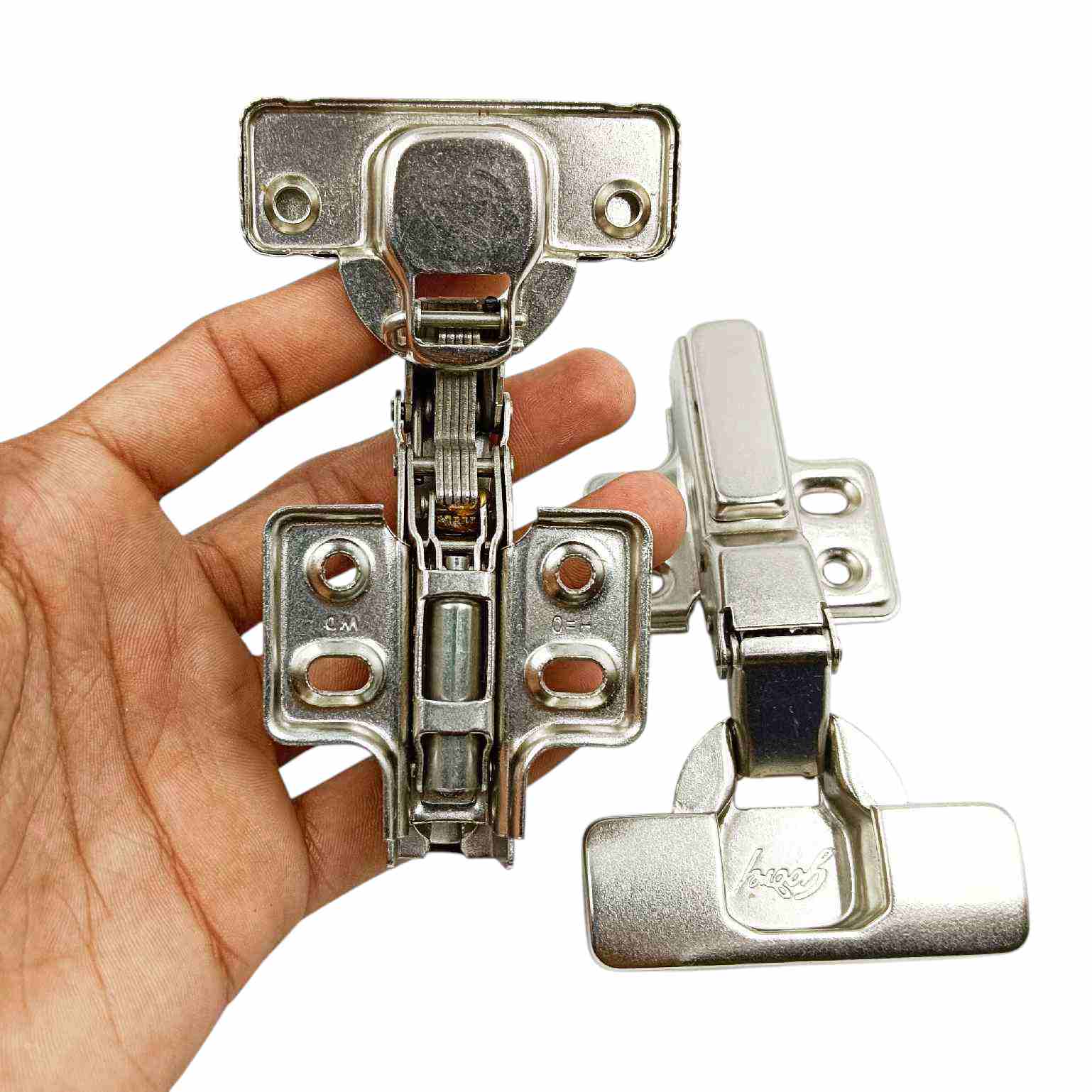 Godrej Autohinges hydrolic soft close 4hole slip on cabinet hinge 0-2226,8-2227,16-2228 m.s (mild steel) nickel plated 1 year warrenty (1541)