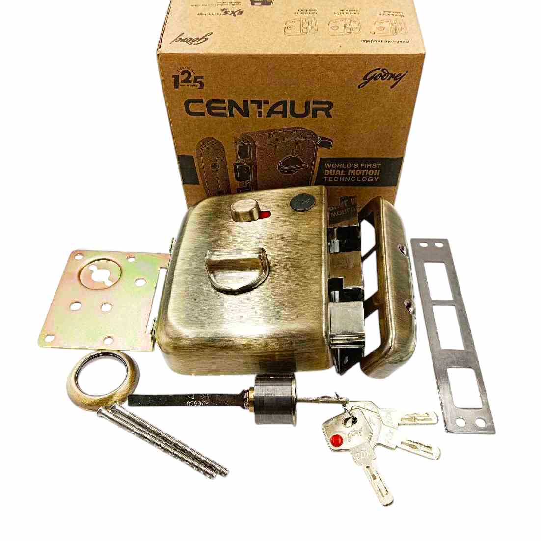 Godrej maindoor lock 4454 centaur ultra XL+1ck AB for double doors 15 years warranty antique finish free installation (1348)