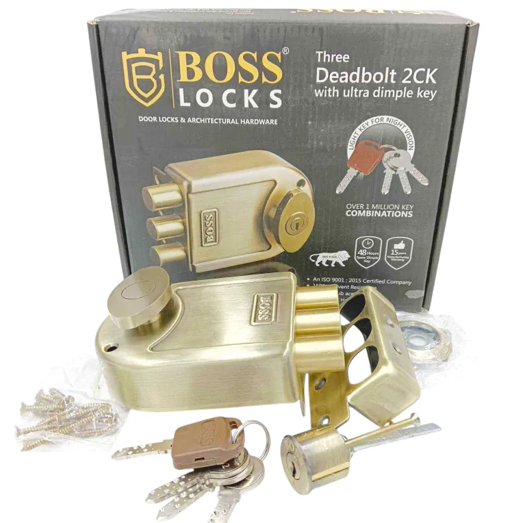 Boss maindoor lock three deadbolt 9952AB 1ck Antique finish 15 years warrenty tribolt(1052)