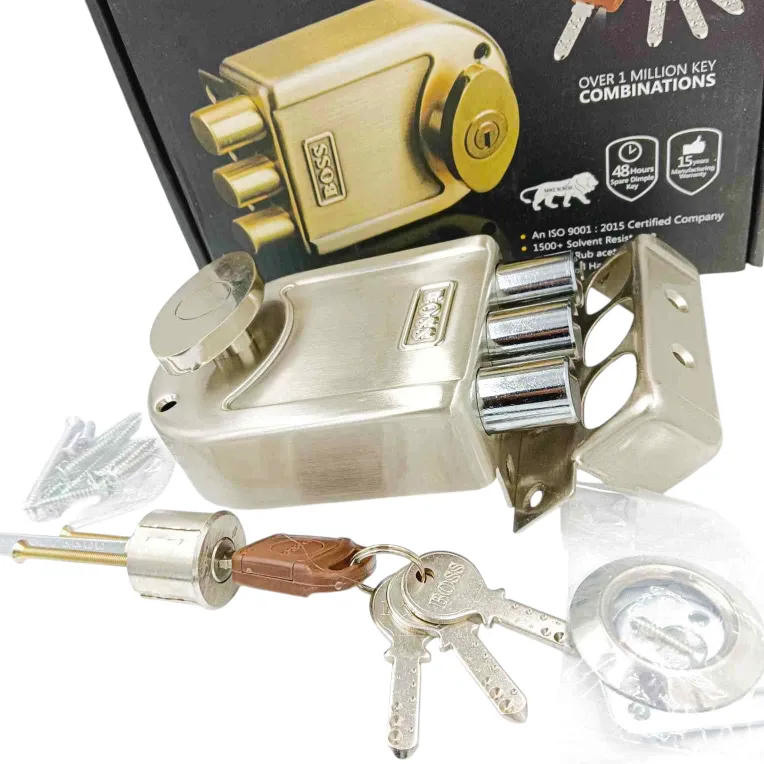 Boss maindoor lock three deadbolt 9953ss 1ck steel finish15 years warrenty tribolt(1053)