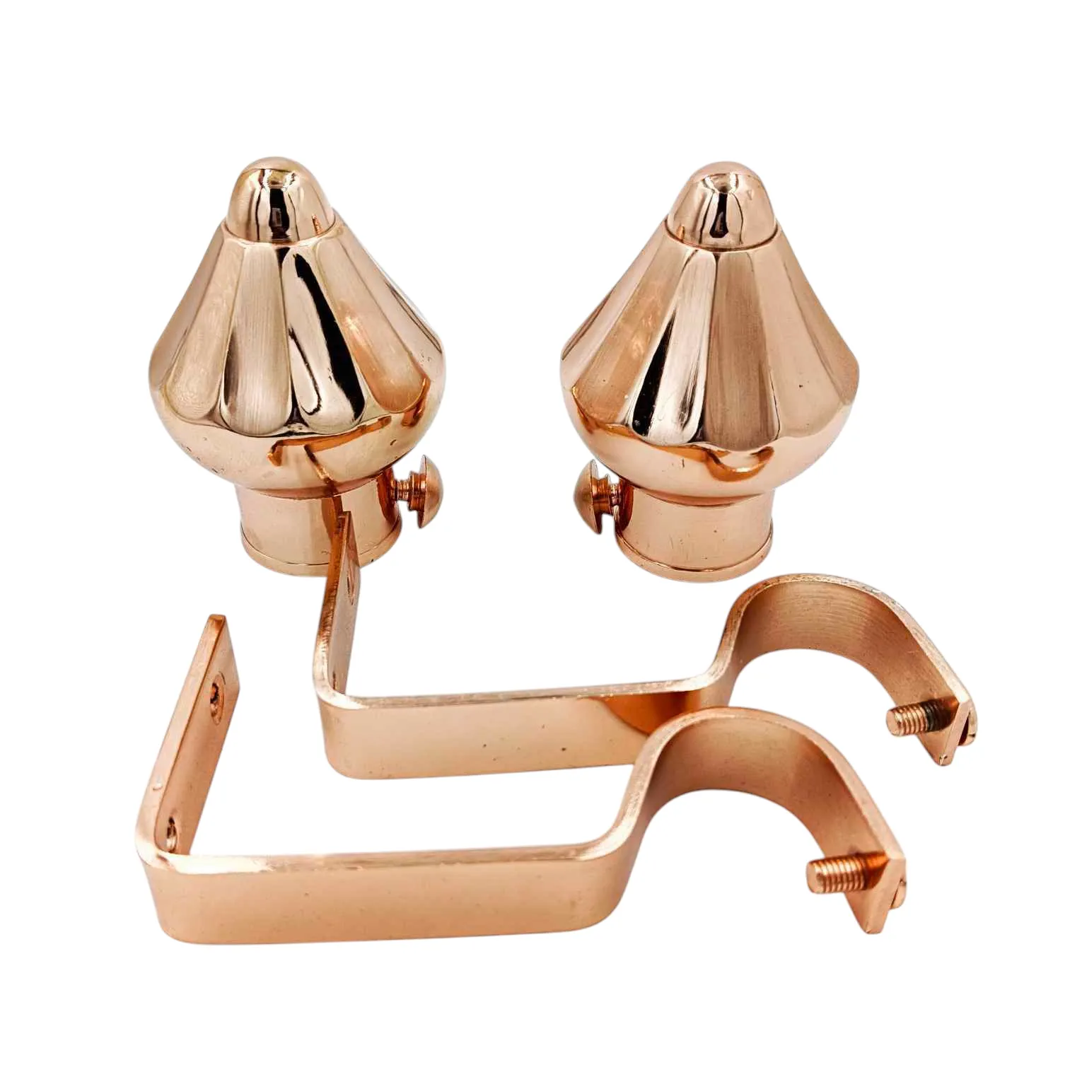 Curtain bracket full set brass gold and Rosegold and black glossy for 1" pipe with supporting clamps(1054)
