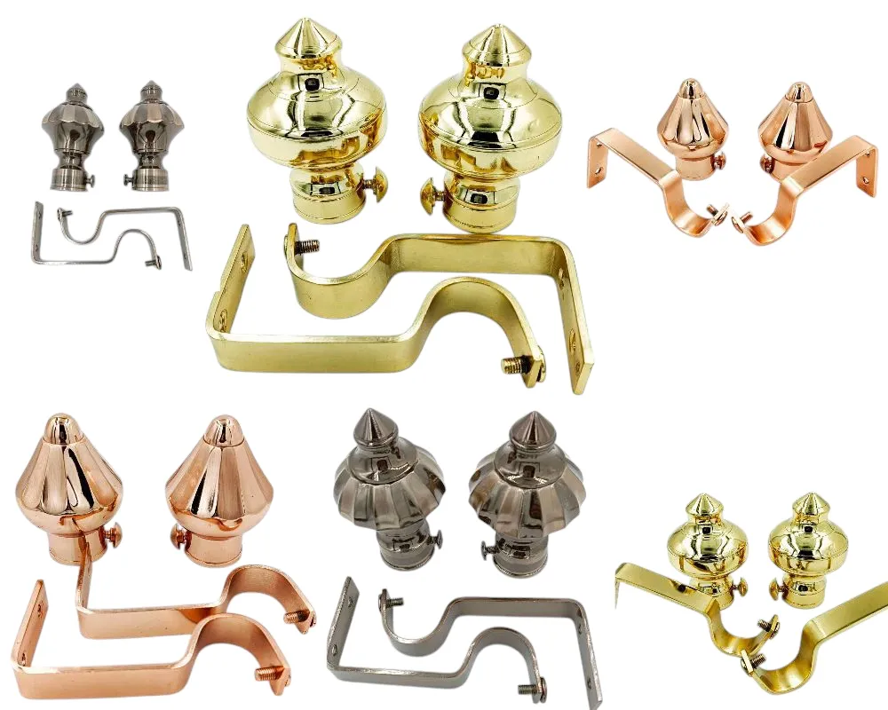 Curtain bracket full set brass gold and Rosegold and black glossy for 1" pipe with supporting clamps(1054)