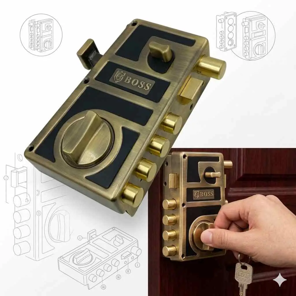 Boss Maindoor Lock With Mortise Handle Ultra Titan Bolt Antique Finish UTLH7511AB(left) and UTRH7511AB(right) 15 years warrenty (1034)