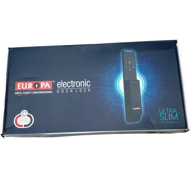 Europa Digital Lock EMD1661BLA – WiFi Enabled Smart Door Lock with Fingerprint, Password, RFID & Mechanical Key Access P2-A lock (2887)