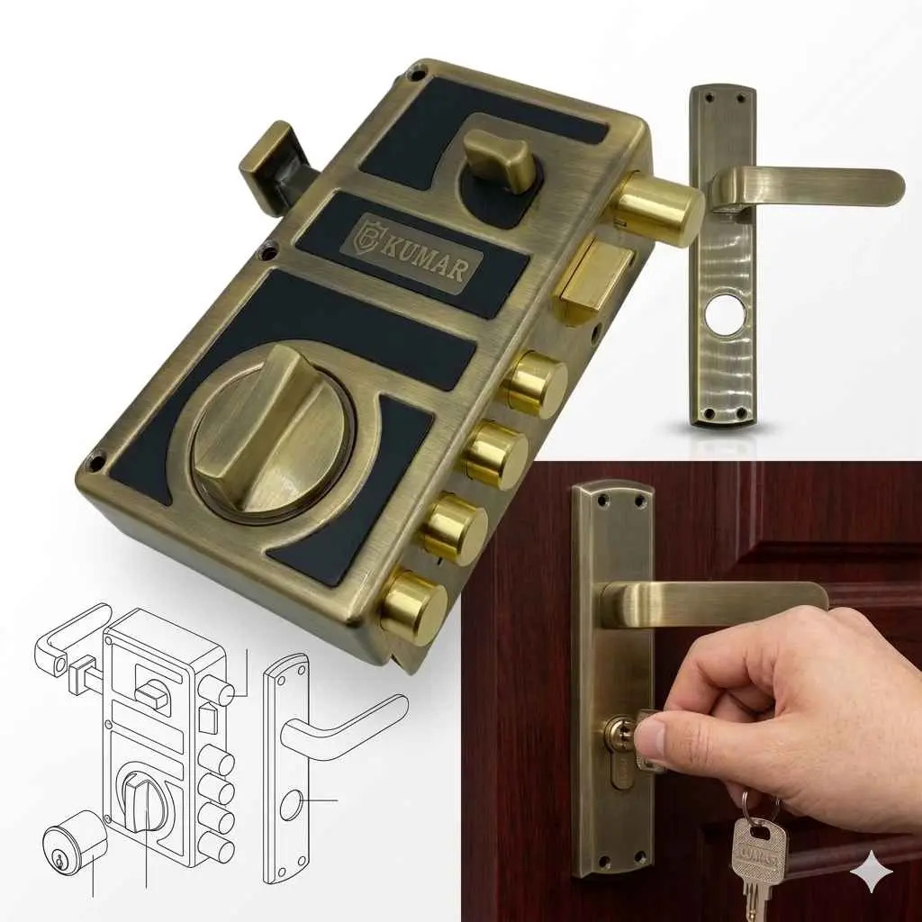 Boss Maindoor Lock With Mortise Handle Ultra Titan Bolt Antique Finish UTLH7511AB(left) and UTRH7511AB(right) 15 years warrenty (1034)