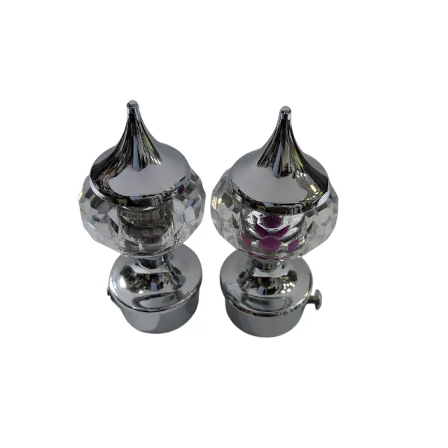 Curtain bracket steel crome finish with crystal glass diamond model (pack of 2pc bracket only) D-9066 (2816)