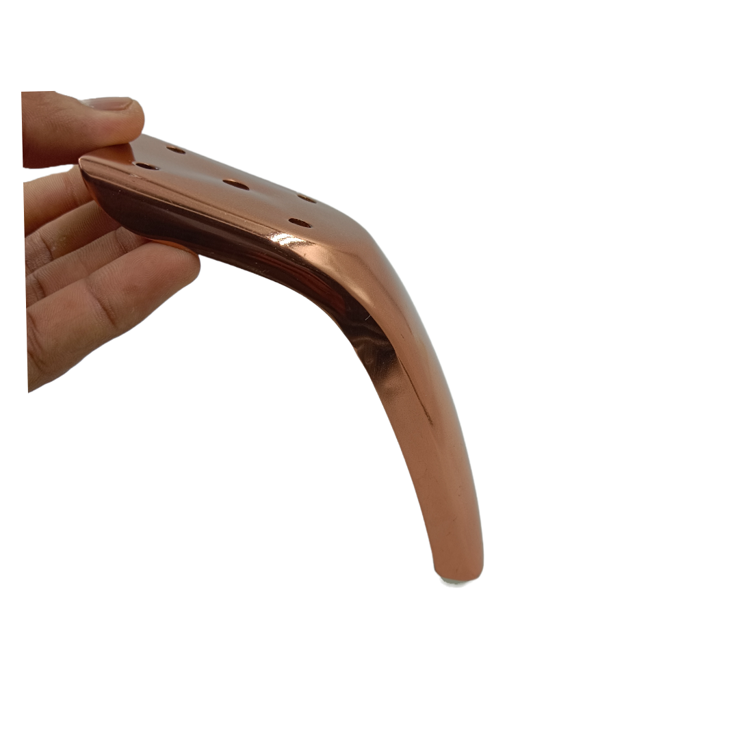 Sofa leg fancy L shape bend 4" Roldgold finish (steel) (1929)