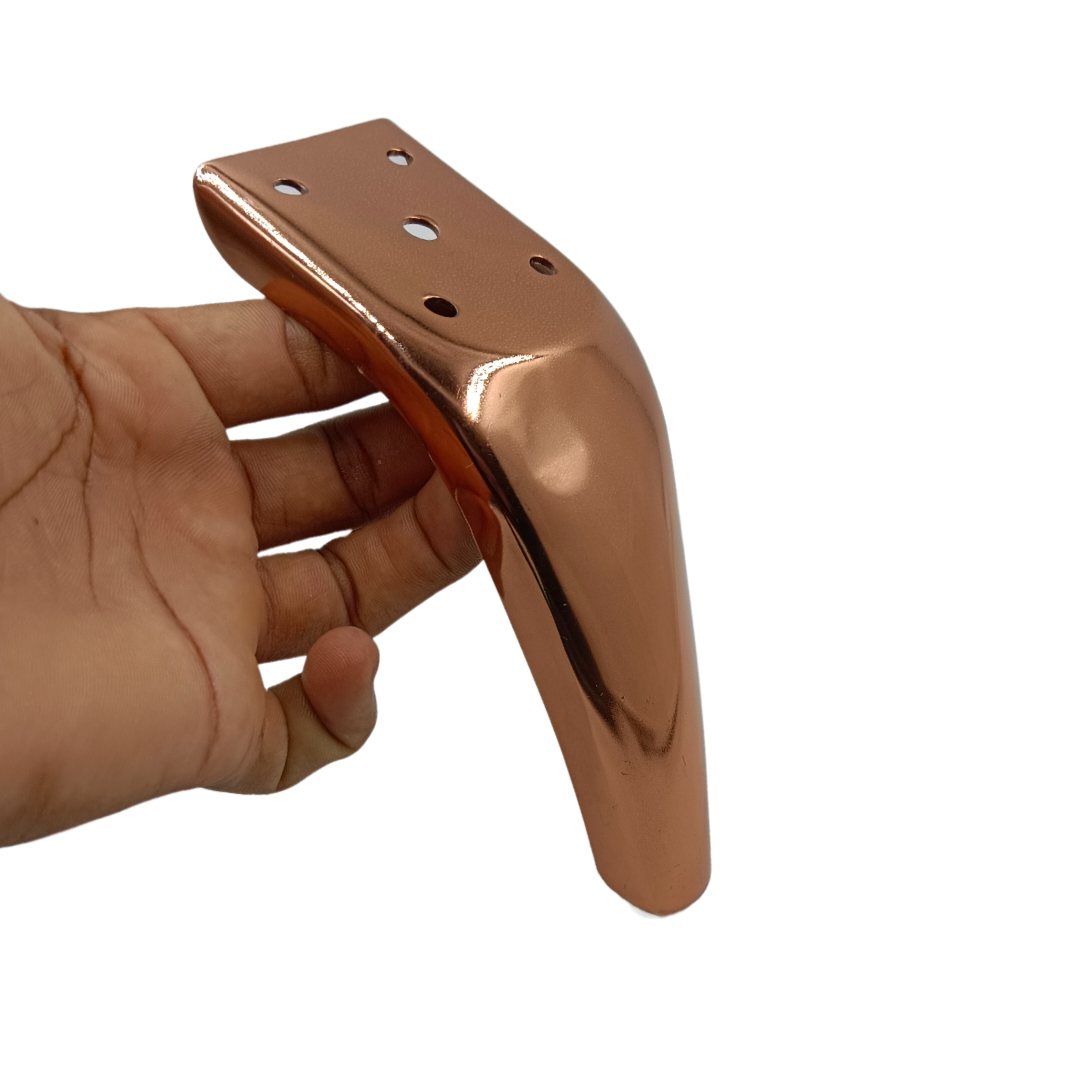 Sofa leg fancy L shape bend 4" Roldgold finish (steel) (1929)