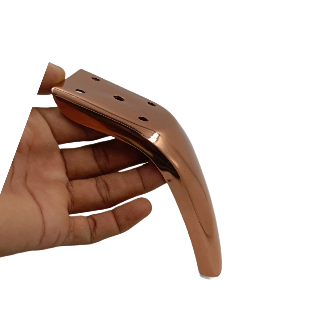 Sofa leg fancy L shape bend 4" Roldgold finish (steel) (1929)