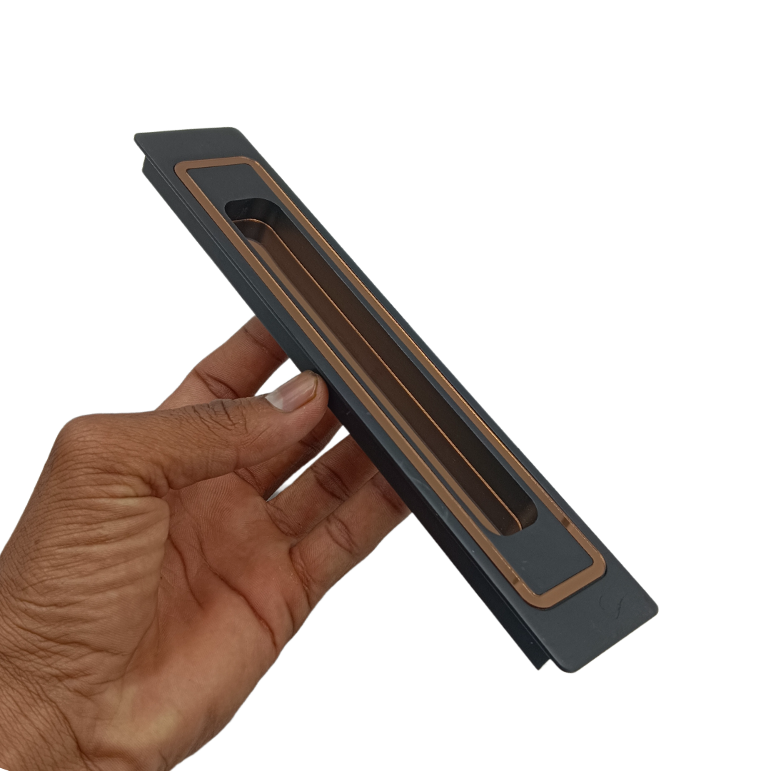 Concealed handle black with pvd rosegold sliding wardrobe door handle iris plum 8",12" (2298)