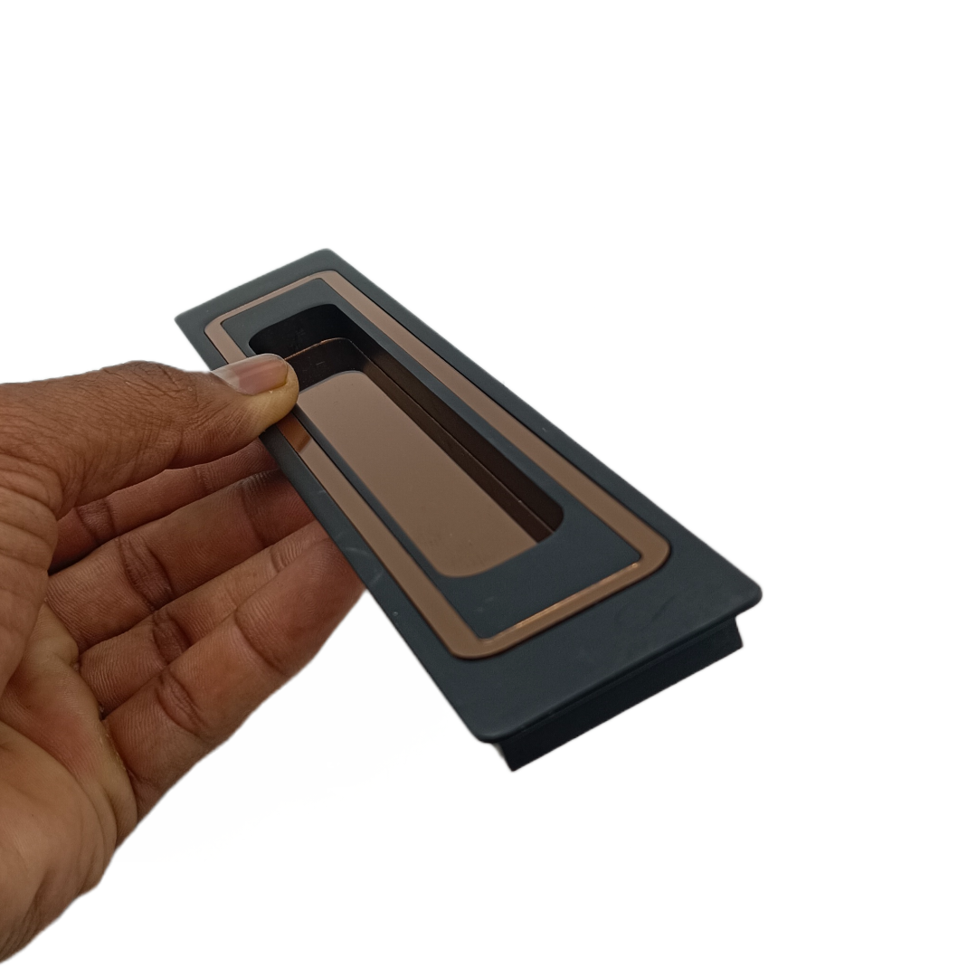 Concealed handle black with pvd rosegold sliding wardrobe door handle iris plum 8",12" (2298)