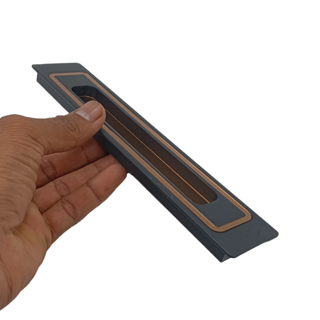 Concealed handle black with pvd rosegold sliding wardrobe door handle iris plum 8",12" (2298)