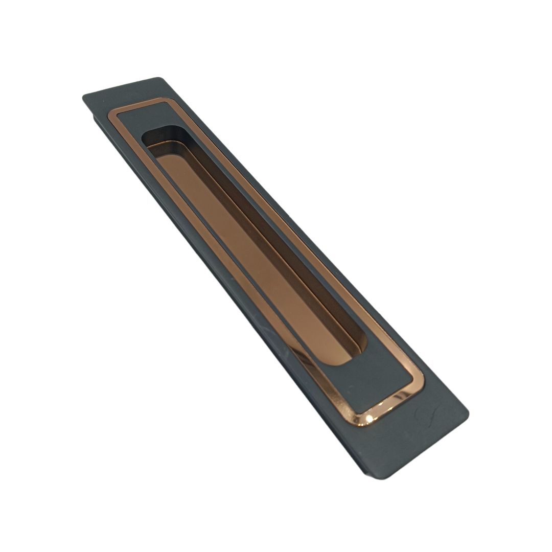 Concealed handle black with pvd rosegold sliding wardrobe door handle iris plum 8",12" (2298)