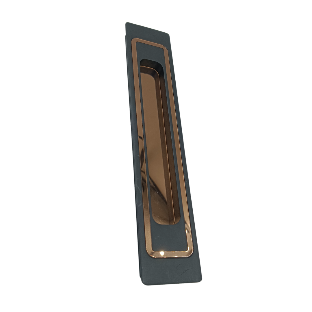 Concealed handle black with pvd rosegold sliding wardrobe door handle iris plum 8",12" (2298)