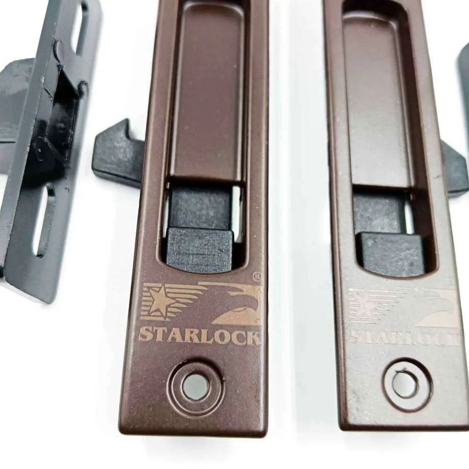 Starlock Aluminium Sliding Window Concealed Lock | set of 2 Pcs (left and right) | Brown Powder Coated 4" (1387)
