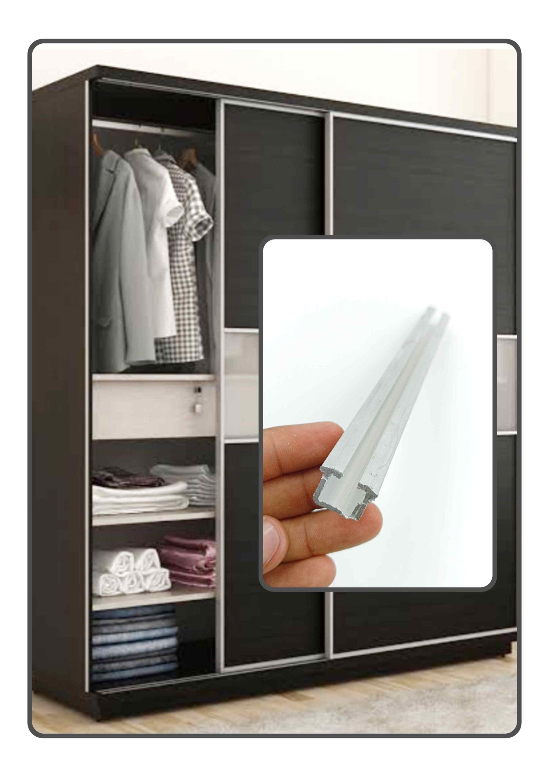 Sliding wardrobe single groove type track for 2doors (top and bottom track)8ft ,12ft (1270)