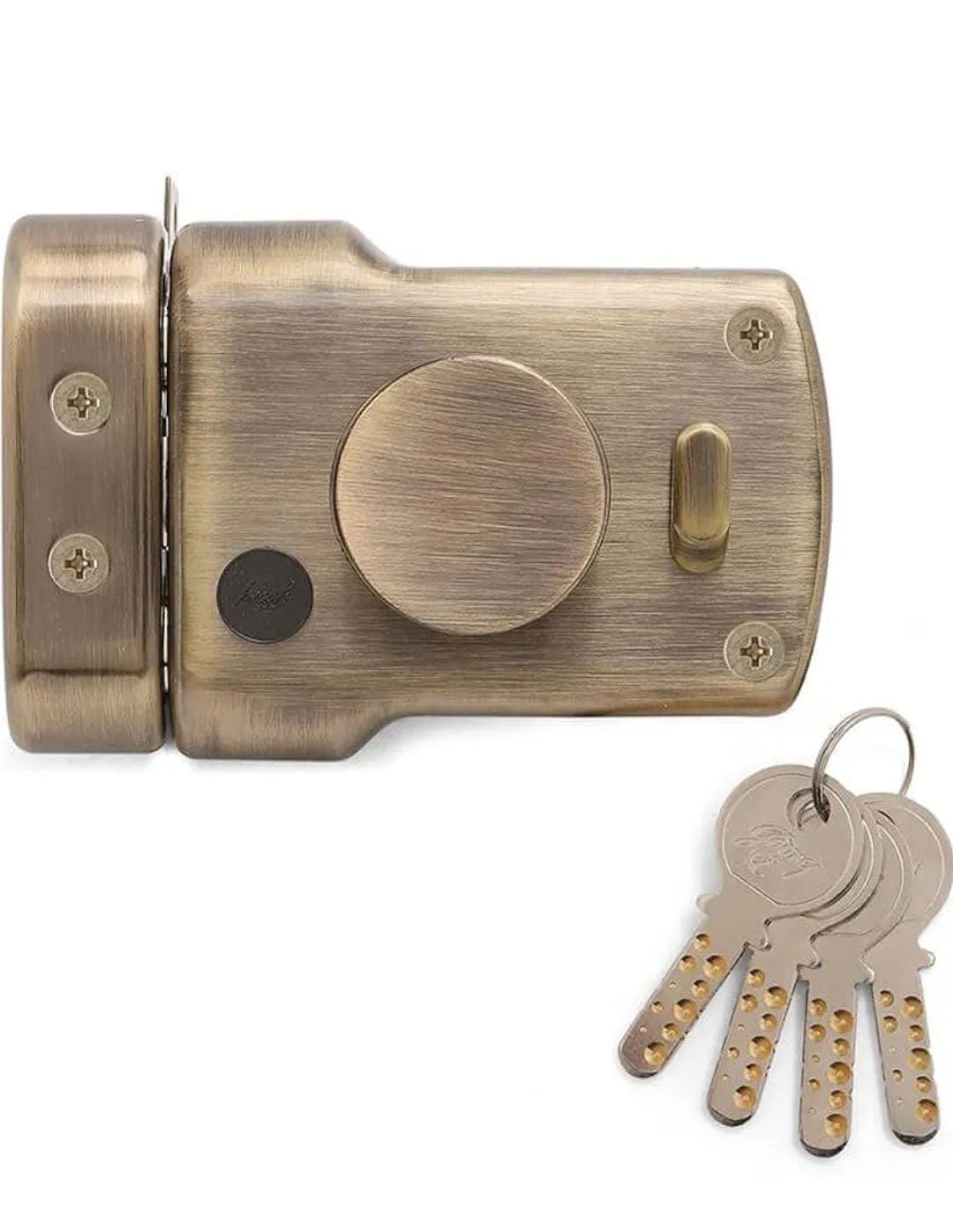 Godrej maindoor lock tri shaft 1ck 5123 brass antique 5 years warrenty  tribolt free installation (1552)