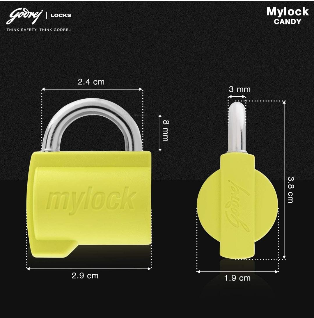 Godrej luggage lock 6666 mylock candy bag lock small 2 keys 1 year warrenty (1554)