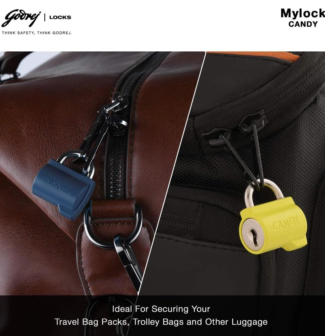 Godrej luggage lock 6666 mylock candy bag lock small 2 keys 1 year warrenty (1554)