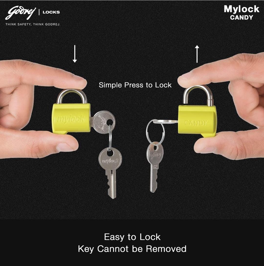 Godrej luggage lock 6666 mylock candy bag lock small 2 keys 1 year warrenty (1554)