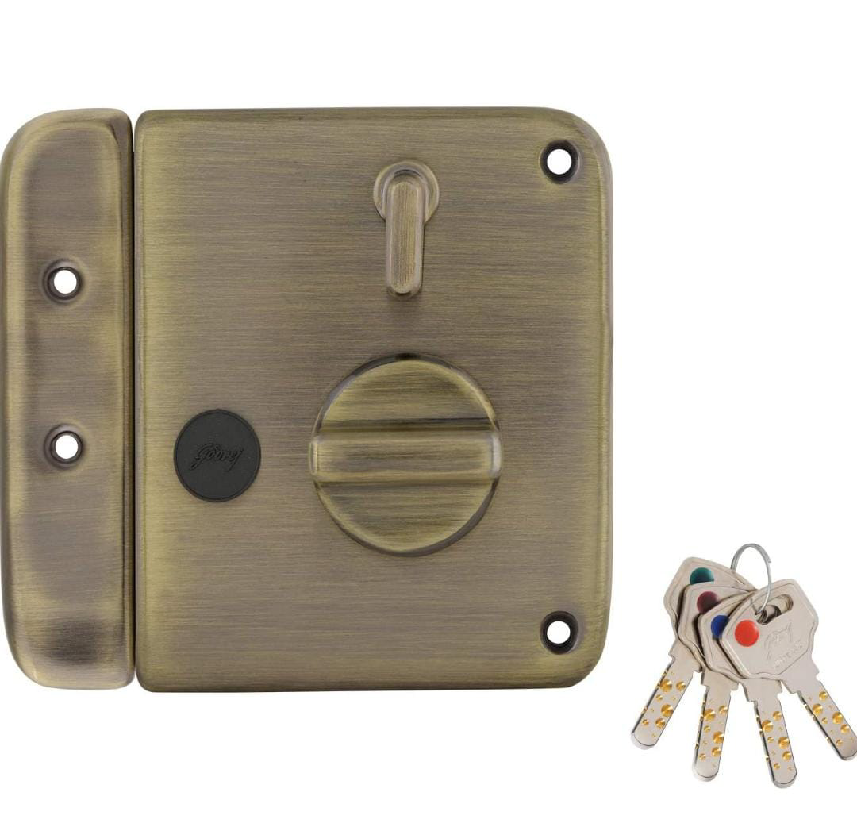 Godrej maindoor lock 6089 ultra XL+ tribolt 1ck deadbolt antique brass 5 years warrenty free installation (1557)
