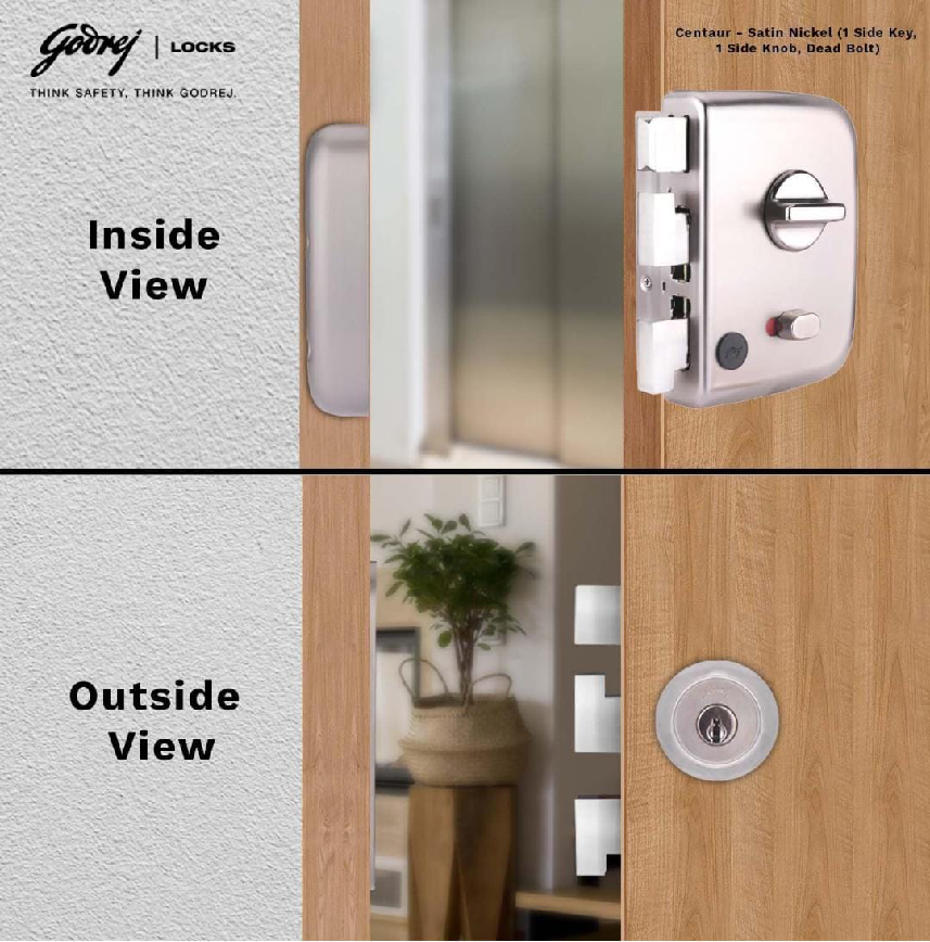 Godrej maindoor lock 4451 centaur for double doors 5 years warranty satin finish free installation (1542)