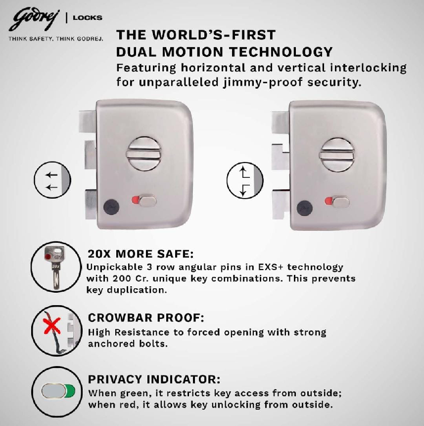 Godrej maindoor lock 4451 centaur for double doors 5 years warranty satin finish free installation (1542)