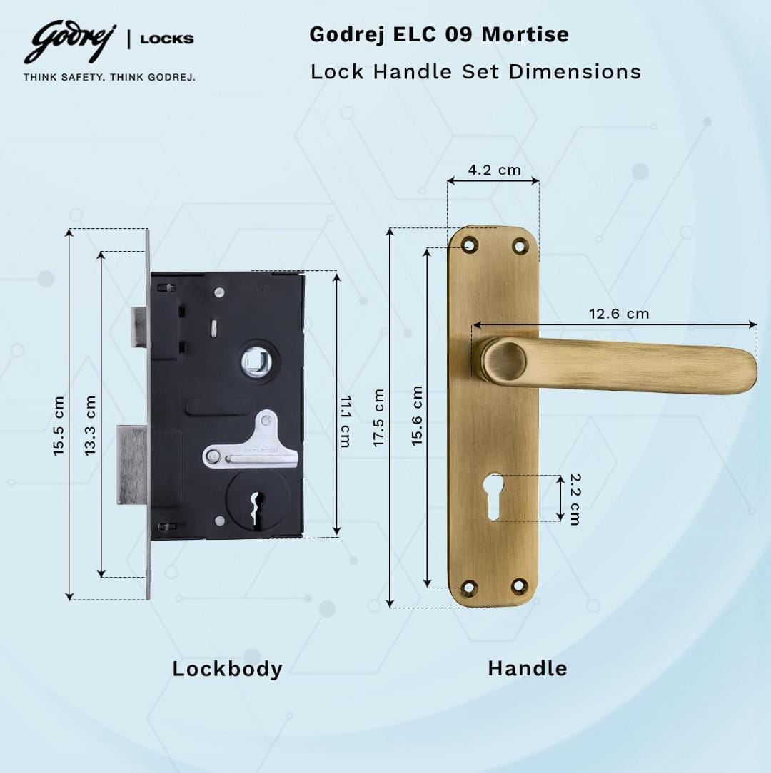 Godrej mortise lock antique 7inch 6326 ELC09AB 1year warrenty door handle with lock set (1524)