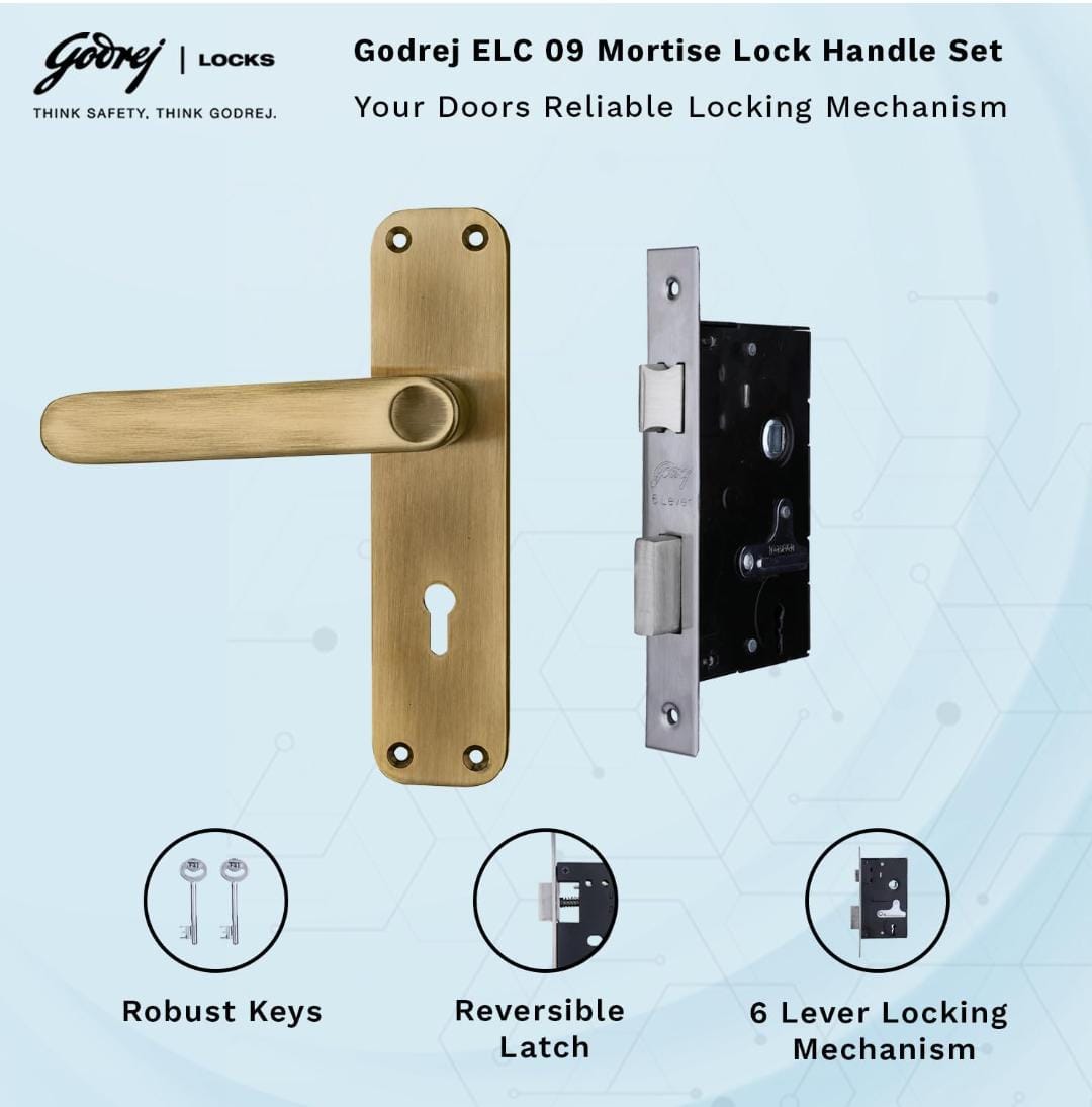 Godrej mortise lock antique 7inch 6326 ELC09AB 1year warrenty door handle with lock set (1524)