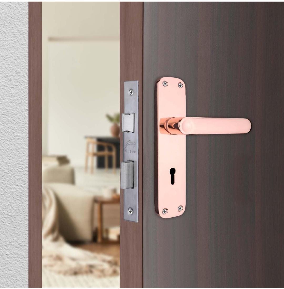 Godrej mortise lock Rosegold 7inch 6327 ELC09 1year warrenty door handle with lock set (1604)