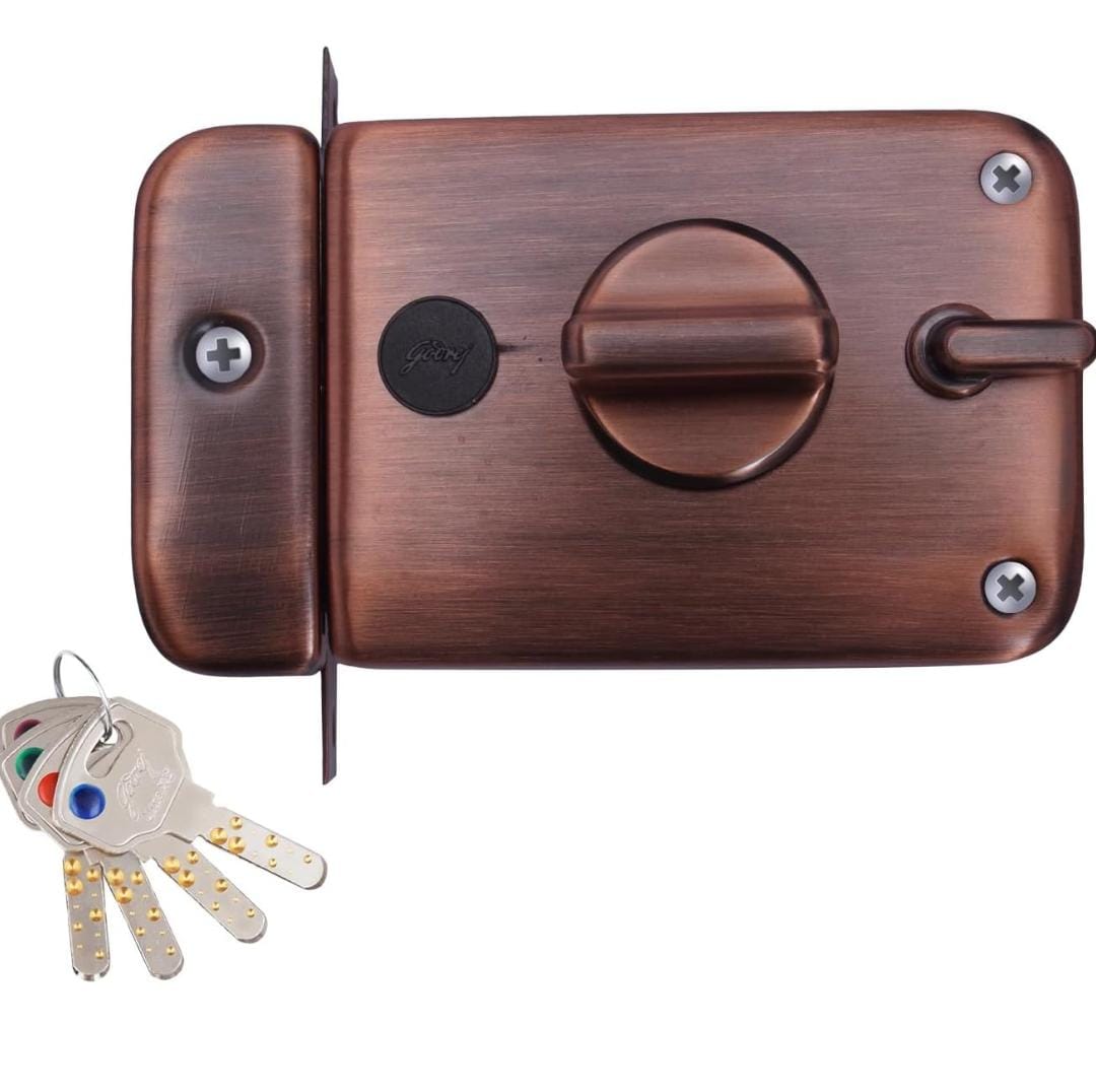 Godrej maindoor lock ultra XL+ twinbolt 6027 5 years warranty with antique copper finish free installation (1381)