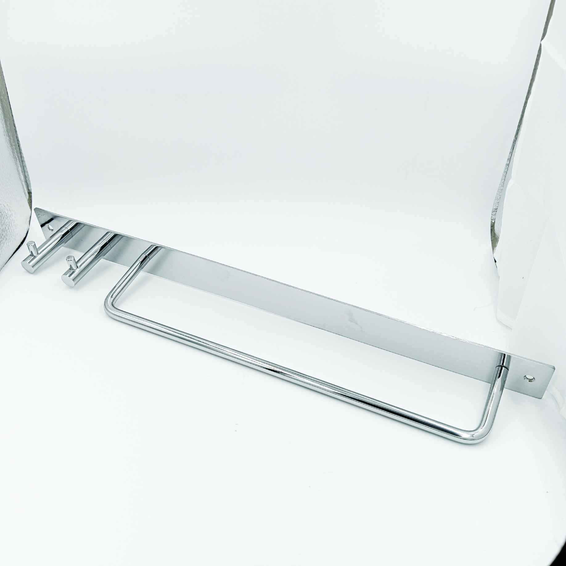 Stainless steel Towel rod with hooks 15" small towel hanger for wash basin black/c.p (1150)