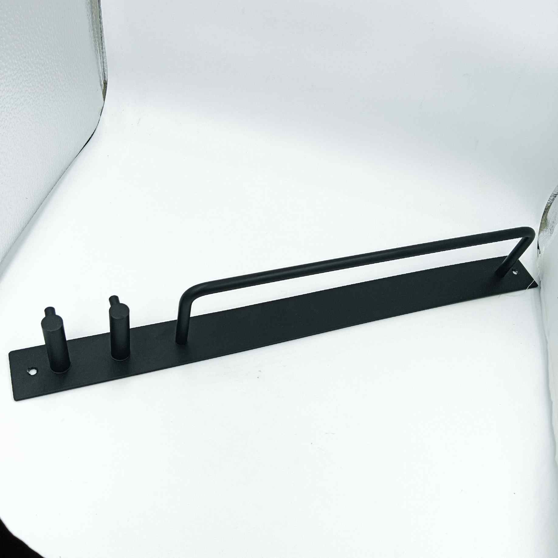 Stainless steel Towel rod with hooks 15" small towel hanger for wash basin black/c.p (1150)