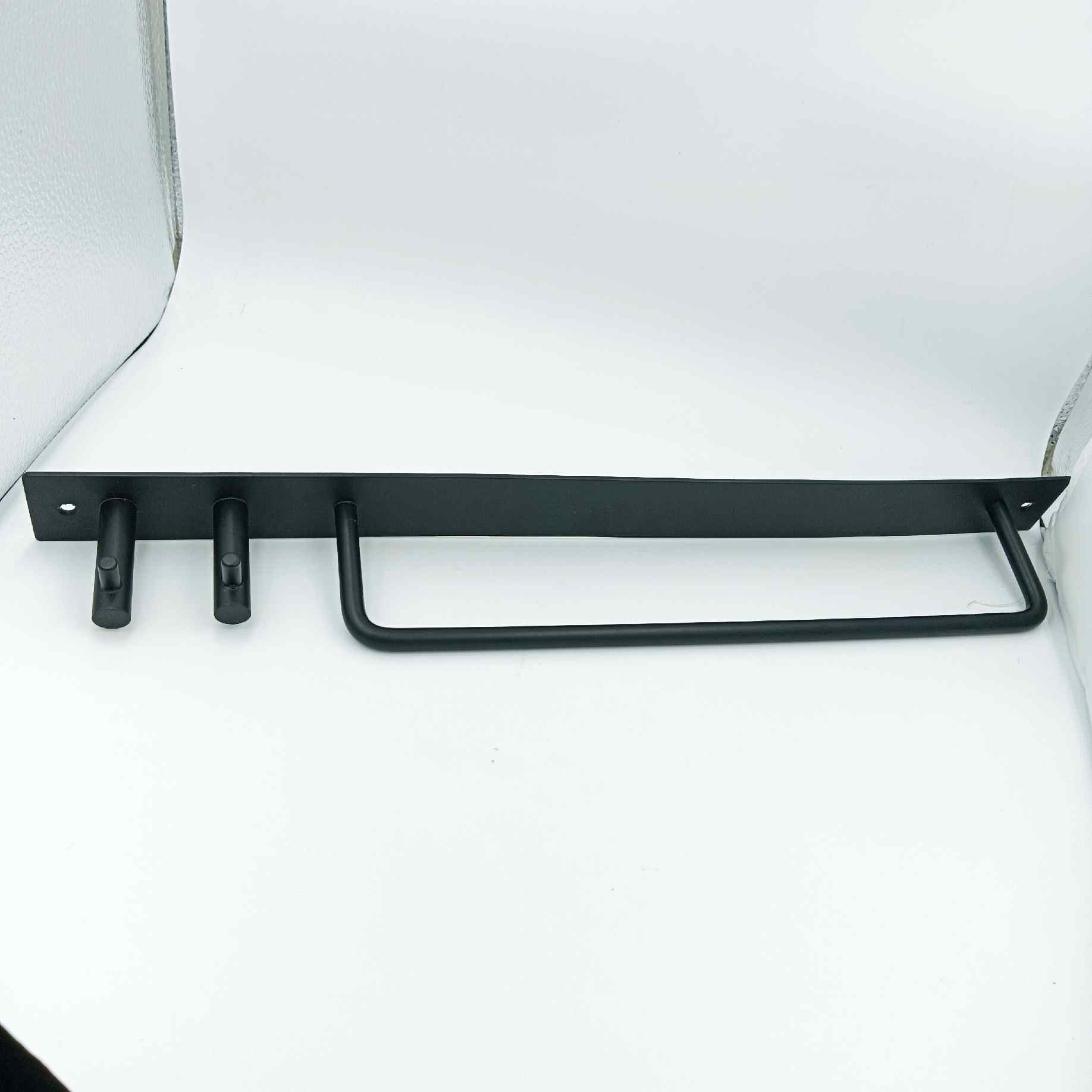Stainless steel Towel rod with hooks 15" small towel hanger for wash basin black/c.p (1150)