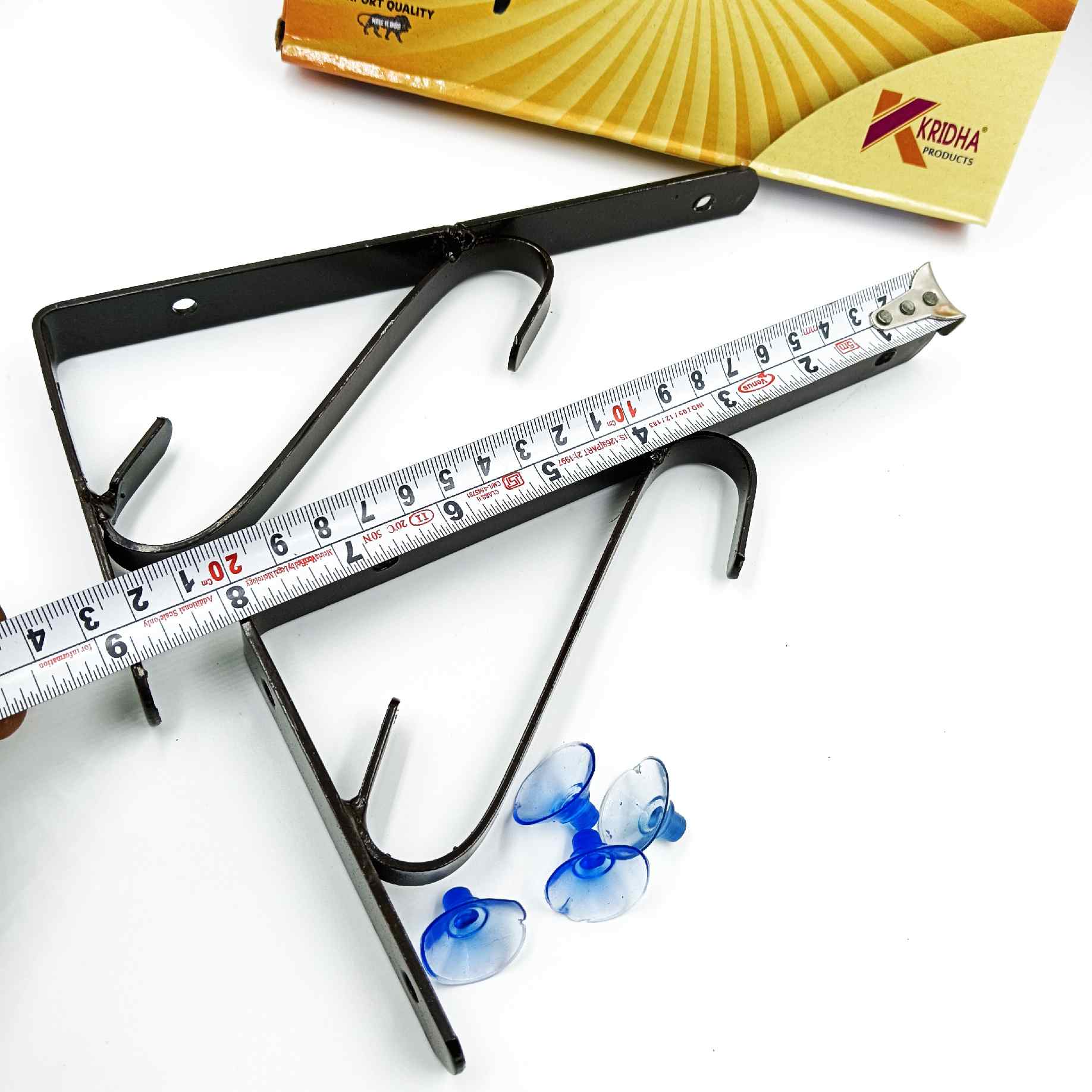 L clamp brown coated 2pc pack with vaccum bush for glass and plywood 6",8".10",12" (1279)