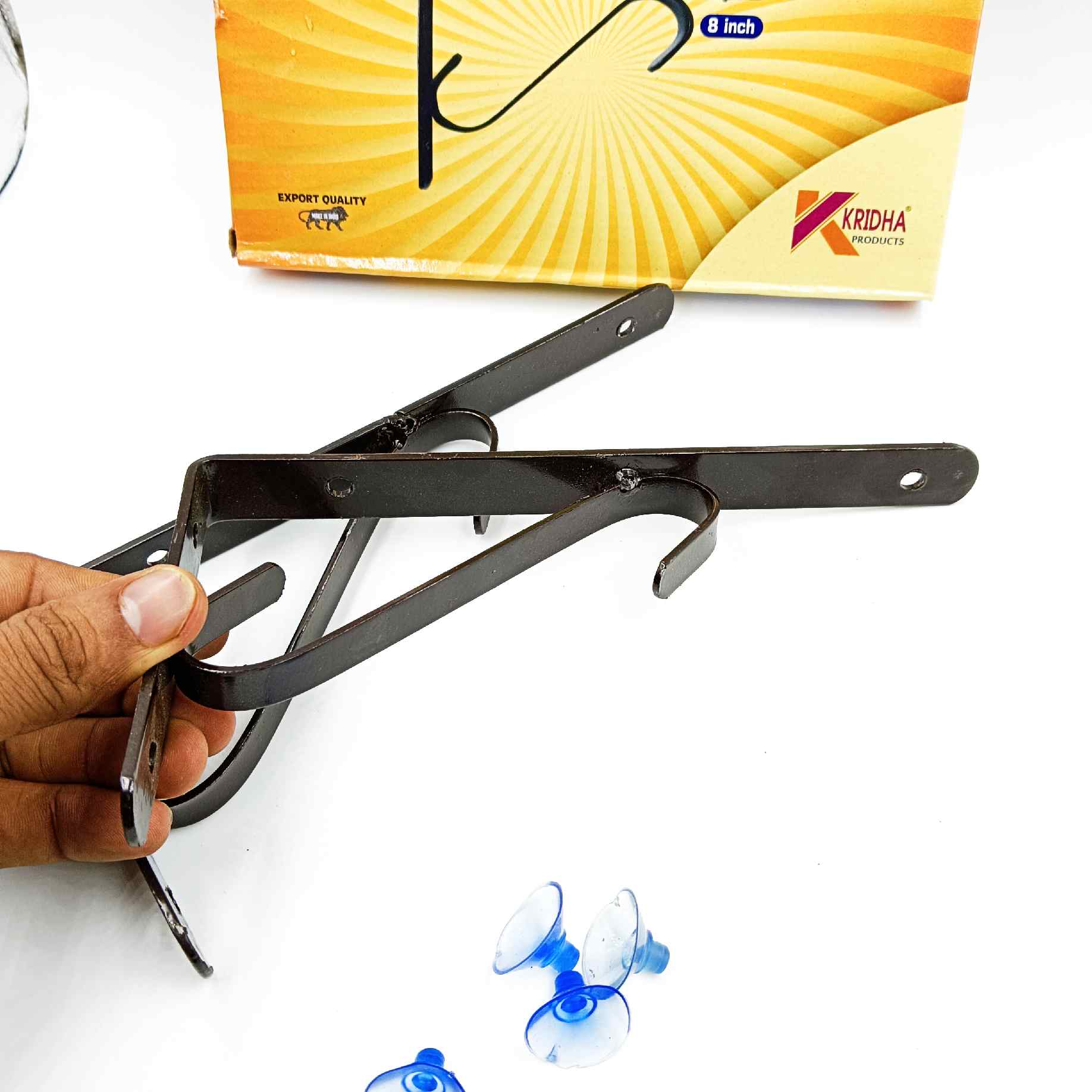 L clamp brown coated 2pc pack with vaccum bush for glass and plywood 6",8".10",12" (1279)