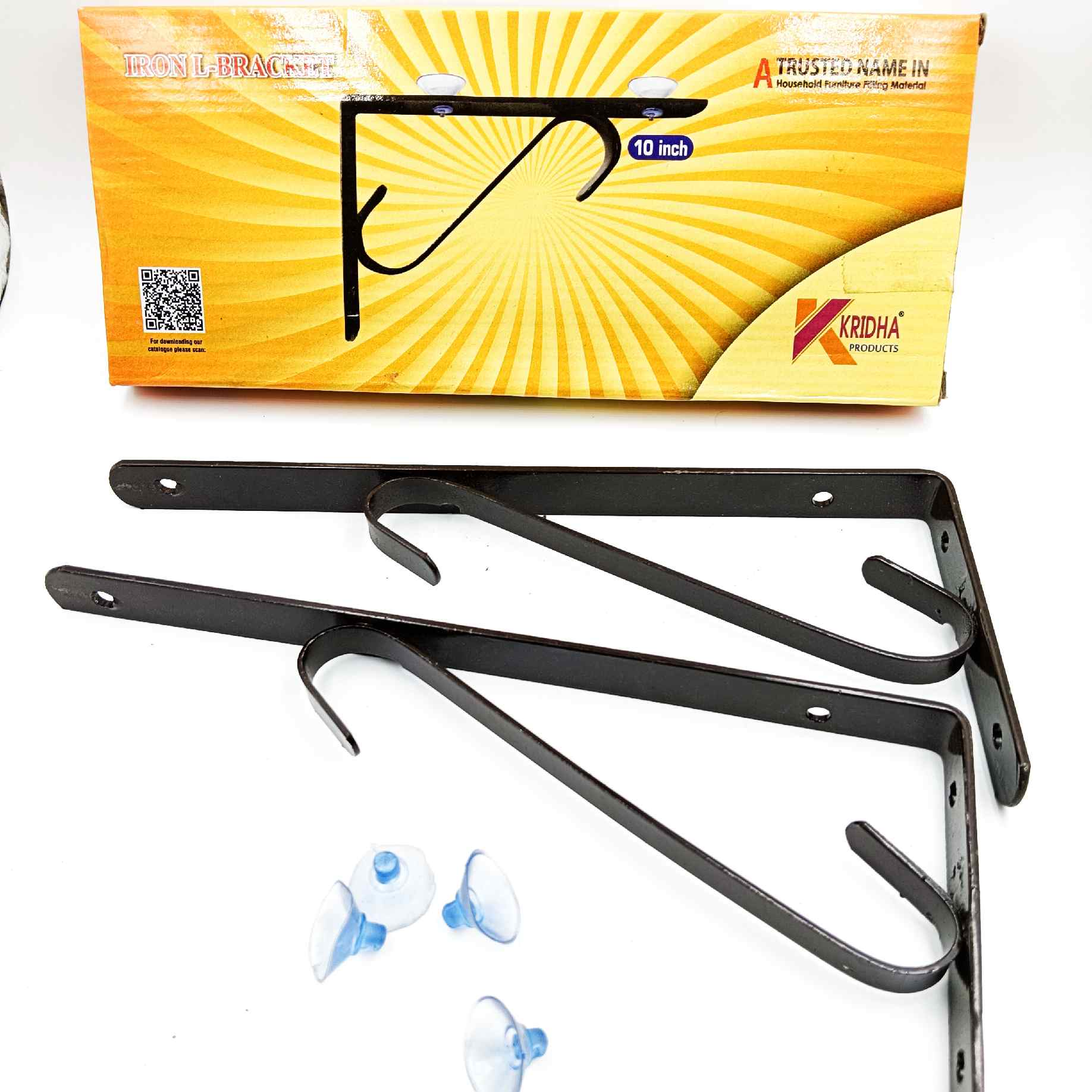 L clamp brown coated 2pc pack with vaccum bush for glass and plywood 6",8".10",12" (1279)