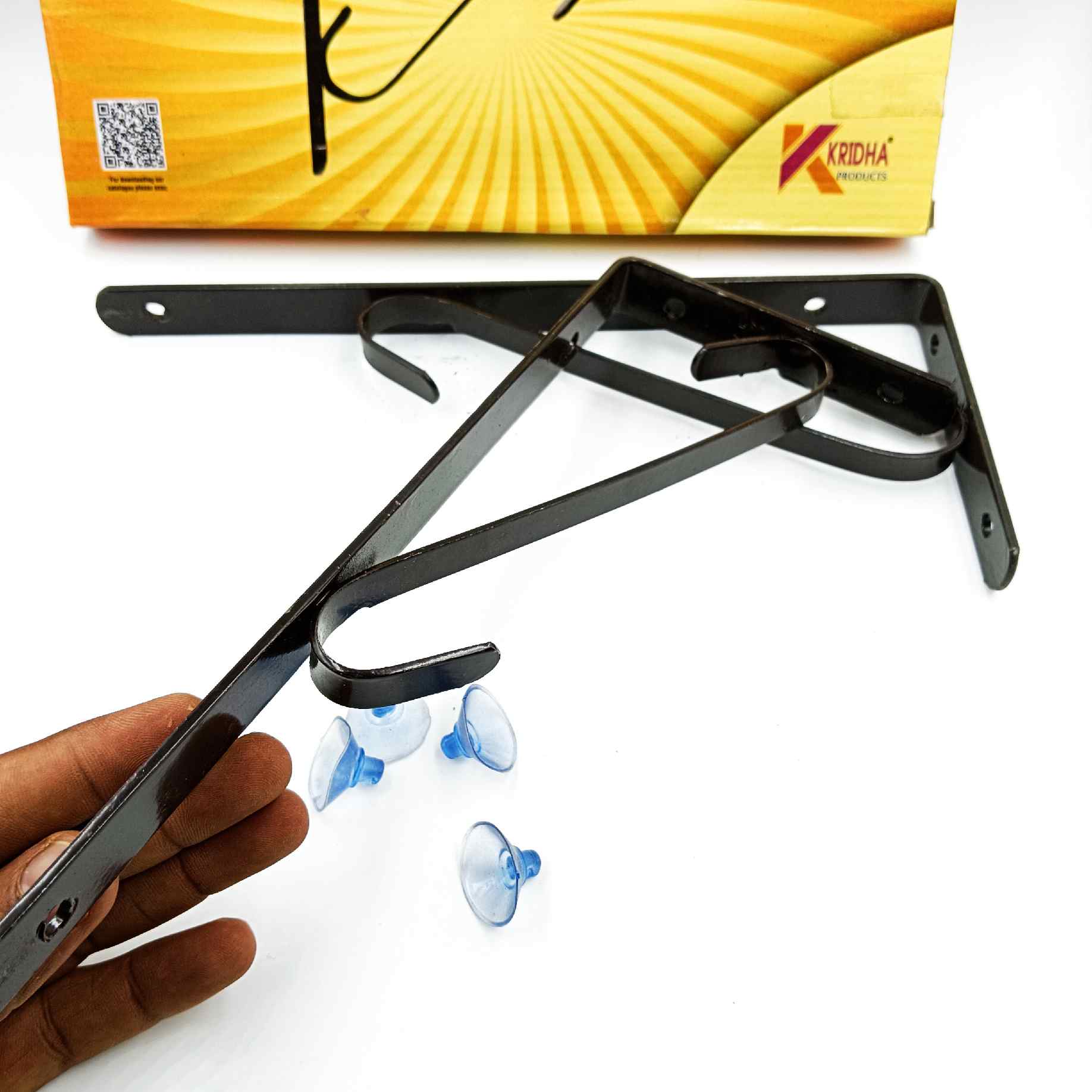 L clamp brown coated 2pc pack with vaccum bush for glass and plywood 6",8".10",12" (1279)