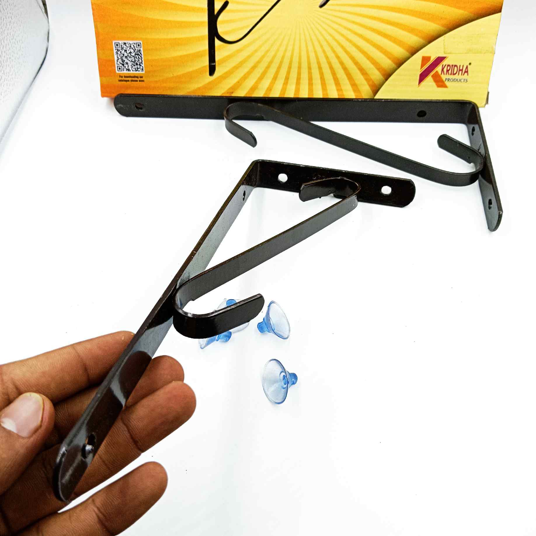 L clamp brown coated 2pc pack with vaccum bush for glass and plywood 6",8".10",12" (1279)